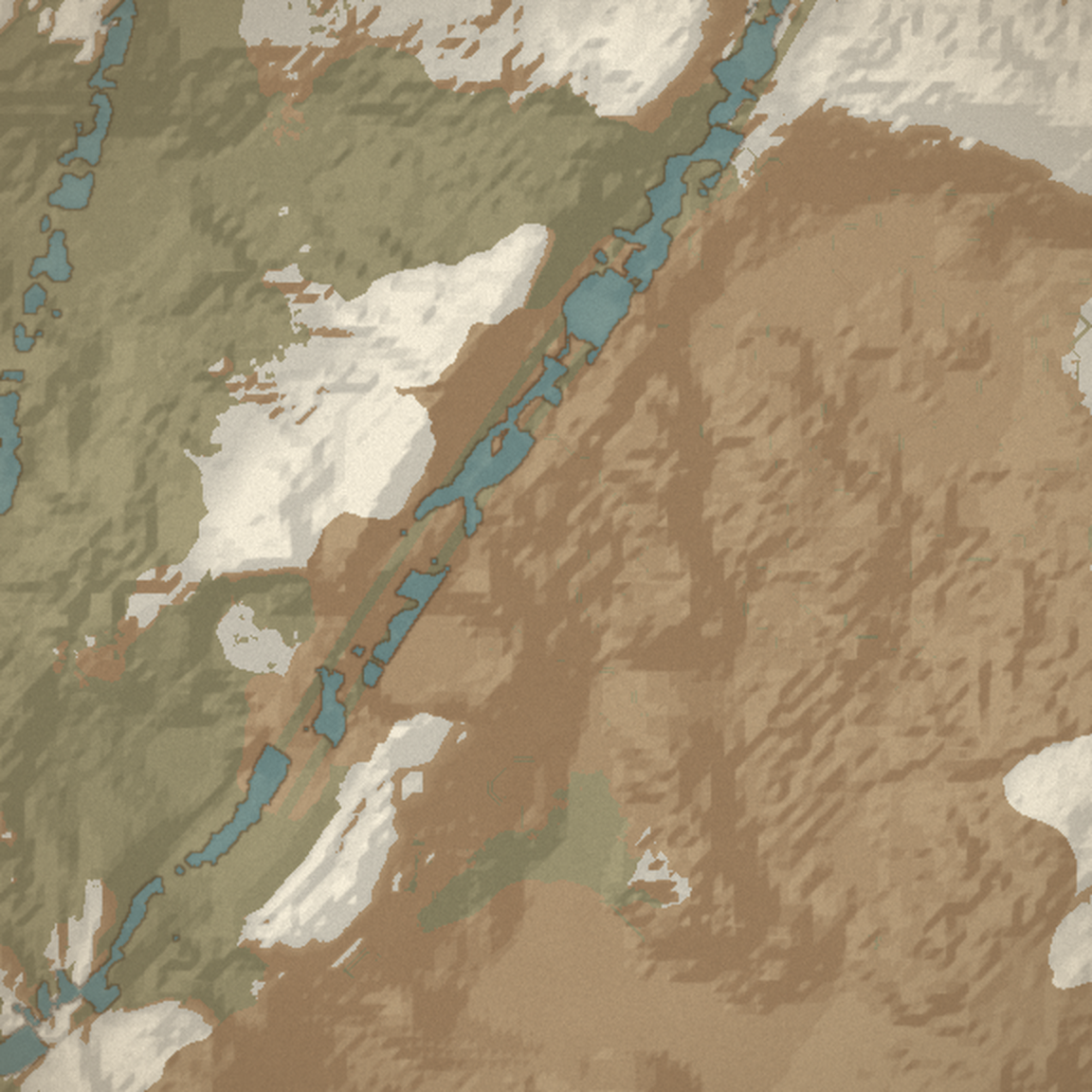 A detail map of The Ashen Wastes, drawn in ink and wash.